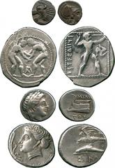 ANCIENT COINS, GREEK COINS, Paphlagonia, Sinope (c.330-300 BC), Silver Drachm, head of nymph facing left , rev eagle left, on a dolphin; Bithynia, Kios, Silver Hemidrachm; Pamphylia, Aspendos, Silver 