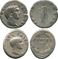 ANCIENT COINS, ROMAN COINS, Galba (AD 68-69), Silver Denarius, bare head facing right , rev SPQR / OB / C S within a wreath (RIC 167); Otho (AD 69), Silver Denarius, bare head facing right , rev SECVR