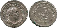 ANCIENT COINS, ROMAN COINS, Pupienus (AD 238), Silver Denarius, IMP C M CLOD PVPIENVS AVG , laureate, draped and cuirassed bust facing right , rev CONCORDIA AVGG , Concordia seated left, holding a pat