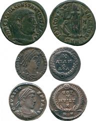 ANCIENT COINS, ROMANO-BRITISH COINS, Jovian (AD 363-364), Silver Siliquae (2), mints of Arles and Rome, rev legend within wreath, with Æ Follis, mint of Thessalonica. Very fine to good very fine . (3)