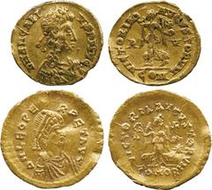 ANCIENT COINS, ROMANO-BRITISH COINS, Arcadius (AD 383-408), Gold Tremissis, mint of Ravenna , rev Victory; Leo I (AD 457-474), Gold Tremissis, mint of Constantinople , rev Victory. Light marks, about 