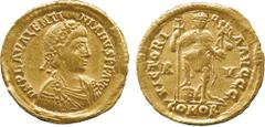 ANCIENT COINS, ROMANO-BRITISH COINS, Valentinian III (AD 425-455), Gold Solidus, minted at Ravenna, struck AD 426-30, D N PLA VALENTINIANVS P F AVG , rosette-diademed, draped and cuirassed bust facing