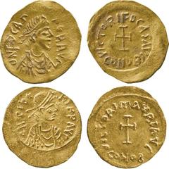 ANCIENT COINS, BYZANTINE COINS, Focas (AD 602-610), Gold Tremissis, diademed, draped and cuirassed bust facing right , rev VICTORI FOCAS AVG , cross potent, CONOB in exergue, 1.40g (MIB 27; S 634); Ma