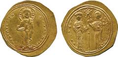 ANCIENT COINS, BYZANTINE COINS, Theodora (AD 1055/6), Gold Histamenon, nimbate Christ facing on a footstool, holding book of Gospels with both hands , rev Θ EO Δ PA – AV Γ OVCTA (slightly blundered), 