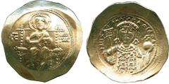 ANCIENT COINS, BYZANTINE COINS, Michael VII Ducas (AD 1071-1078), Gold Histamenon Nomisma, Christ seated facing, on a high-backed throne, holding book of Gospels , rev bust of emperor facing, wearing 