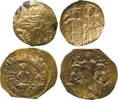 ANCIENT COINS, BYZANTINE COINS, Andronicus II with Michael IX (AD 1282-1328), Gold Hyperpyron, bust of Virgin orans within walls of Constantinople, pellets on either side , rev standing figure of Chri