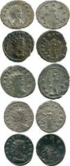 ANCIENT COINS, ROMAN , Gallienus (AD 253-268), Antoniniani (4), Providentia (2) (RIC 580; MIR 707a, 707c), Victory (2) (RIC 586; MIR 708Aa); Salonina (wife of Gallienus), Antoninianus, Pietas (RIC 78;
