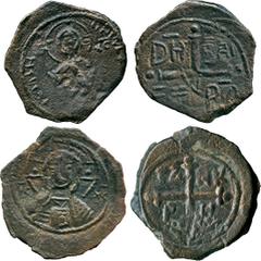 ANCIENT COINS, BYZANTINE ,Principality of Antioch, Tancred, Regent (c. AD 1104-1112), Æ Follis, nimbate bust of Christ, holding book of Gospels, between IC-XC , rev large cross with TA-NK and P-H in a