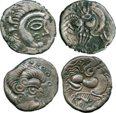 WORLD COINS, ARMORICA, Coriosolites, Billon Staters (5), c. 1st Century BC, class II, head right, rev horse right, other figures around (ABC 70; S 15); Billon Stater, c. 1st Century BC, class III, hea