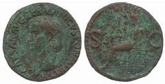 ROMAN COINS Imperial Silver Caligula (AD 37-41) No.: 224 Estimate: £ 180 Gaius Caligula, As, bare head right, rev VESTA S C, Vesta seated left (RIC 38). Mottled patina disguising a very fine coin. £18
