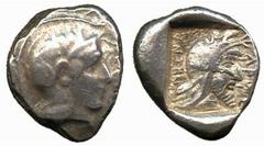 GREEK COINS Lycia No.: 70 Estimate: £ 500.- Dynasts of Lycia, Kherei, Stater, Pinara, c.410-390 BC, helmeted head of Athena right, bowl decorated with spiral and three olive leaves, rev retrograde leg