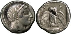 ANCIENT COINS GREEK Attica No.: 21 Estimate: £ 120000 The Exceptional Decadrachm of Athens Athens, Decadrachm, c.435/430 BC, head of Athena right, wearing crested Attic helmet, earring and necklace, b