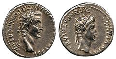 ANCIENT COINS ROMAN No.: 91 Estimate: £ 2500 Caligula (AD 37-41), and Divus Augustus (d. AD 14), Denarius 3.66g, Lugdunum, AD 41, C CAES[AR AVG] PON M TR POT IIII COS IIII, laureate head of Caligula r