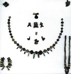 INDIAN COINS AN IMPORTANT COLLECTION OF ANCIENT INDIAN COINAGE Primitive Money No.: 554 Estimate: £ 200 Vedic Copper Money, c.600-1000 BC, copper necklace ornaments used as nishka for jewellery and fo