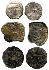 INDIAN COINS AN IMPORTANT COLLECTION OF ANCIENT INDIAN COINAGE Copper Coinage No.: 675 Estimate: £ 200 Kshatrapas of Gujarat, Chashtana (c.AD 78), Silver Drachma, bust of king, rev sun and moon (or cr