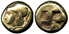 COINS ANCIENT GREEK COINAGE No.: 844 Estimate: US$ 1300 ANCIENT GREEK COINAGE, Greece, Ionia, Phocaea, 521-478 BC: Electrum Hecte, 2.51g, Obv head of Athena left, wearing Corinthian helmet, under the 