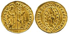 COINS INDIA MISCELLANEOUS No.: 1036 Estimate: US$ 150 INDIA, Indian Coins, Indian imitation of a Venetian Gold Zecchino, in the name of Francesco Loredano, probably late 18 th to early 19 th century. 