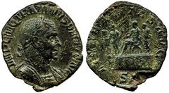 ANCIENT COINS ROMAN Roman Empire No.: 101 Estimate: £ 150 Trajan Decius (AD 249-251), Sestertius 15.98g, AD 250, IMP C M Q TRAIANVS DECIVS AVG, laureate and cuirassed bust right, rev LIBERALITAS AVG S