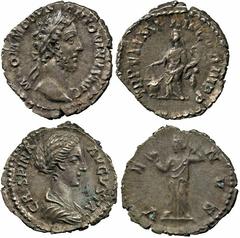 ANCIENT ROMAN IMPERATORIAL AND IMPERIAL SILVER COINS, Commodus (AD 177-192), Denarius, AD 181, M COMMODVS ANTONINVS AVG, laureate head right, rev TR P VI IMP IIII COS III P P, Annona standing left, ho