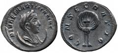ANCIENT ROMAN IMPERATORIAL AND IMPERIAL SILVER COINS, Mariniana (wife of Valerian I), Antoninianus, AD 253-254, DIVAE MARINIANAE, diademed, veiled and draped bust right, on crescent rev CONSECRATIO, p