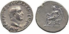 ANCIENT COINS, ROMAN IMPERIAL COINS, Vitellius (AD 69) Vitellius, Denarius, 3.22g, A VITELLIVS GERMANICVS IMP, bare head right, rev Victory seated left, holding patera and palm (RIC 71; BMC 4; RCV 220
