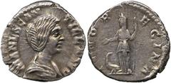 ANCIENT COINS, ROMAN IMPERIAL COINS, Manlia Scantilla, wife of Didius Julianus Manlia Scantilla, Denarius, 3.44g, AD 193, MANL SCANTILLA AVG, draped bust right, hair waved and coiled behind head, rev 