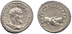 ANCIENT COINS, ROMAN IMPERIAL COINS, Pupienus (AD 238) Pupienus, Antoninianus, 6.18g, AD 238, IMP C M CLOD PVPIENVS AVG, radiate, draped and cuirassed bust right, rev CARITAS MVTVA AVG, clasped hands 