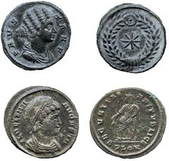 ANCIENT COINS, ROMAN IMPERIAL COINS, Helena, mother of Constantine Helena, Follis, 3.10g, London AD 324-325, FL HELENA AVGVSTA, bust right, rev SECVRITAS REIPVBLICE, PLON in exergue, Securitas standin