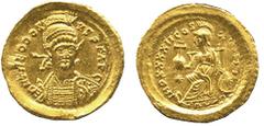 ANCIENT COINS, ROMAN IMPERIAL COINS, Theodosius II (AD 402-450) Theodosius II, Solidus, 4.39g, c.AD 441-50, Constantinople, c.AD 441-50, D N THEODOSIVS P F AVG, pearl-diademed, helmeted and cuirassed 