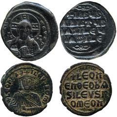 ANCIENT, Byzantine. Leo IV (AD 886-912), AE Follis, facing bust, wearing crown and chlamys, rev legend (S 1729); Basil II & Constantine VIII (976-1025), AE Follis, bust of Christ facing, rev legend (S
