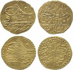 Ottoman. Mustafa III, Gold Zeri Mahbub (2), Misr 1171h, sin, ‘ain (Pere 621, 622; KM 106, 105). Very fine, the first with small edge crack. (2) Estimate: £120-150