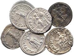 ANCIENT COINS. Roman. Septimius Severus, Silver Denarii (2), rev Aequitas, rev Victory; Caracalla (AD 198-217), Silver Denarius, rev Aesculapius; Geta (AD 209-212), Silver Denarius, rev Victory, graff