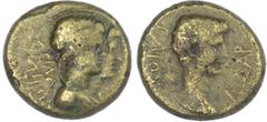 Coins Ancient Rome Caligula (AD 37-41) AE, Lydia, Philadelphia, 4.11g. Laureate head of Caligula right. Rev. Jugate busts of the Dioscuri right. (RPC 3022). Very Fine.