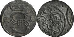 POLISH COINS Sigismund III Vasa, Denarius Krakau 1621 - RARERzadki denar z datą 16Z1.Niecentryczny rewers. Dobrze wybity i przyjemnie zachowany jak na ten typ emisji. Tłem historii monetarnej Rzeczypo