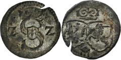 POLISH COINS Sigismund III Vasa, Denarius Lobzenica 1622 - RARERzadki denar łobżenicki. Odmiana z datą zapisaną Z-Z.Egzemplarz ładnie zachowany jak na ten typ szczególnie, z dużą ilością srebrzeni i p