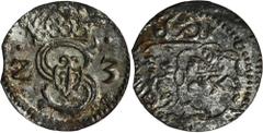 POLISH COINS Sigismund III Vasa, Denarius Lobzenica 1623 - RARERzadki denar łobżenicki. Odmiana z datą zapisaną Z-3. Piękna z obustronnym lustrem tła.Końcówka blachy. Tłem historii monetarnej Rzeczypo