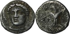 ANCIENT COINS Greece, Paphlagonia, Sinope, TrihemiobolGreecePaphlagonia, Sinope, Trihemiobol 4th-3rd century BCObverse: three-quarters facing nymph Sinope Reverse: eagle standing facing, head leftΣINΩ