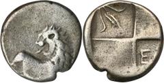 ANCIENT COINS Greece, Thracian Chersonesos, HemidrachmGreece Thracian Chersonesos, Hemidrachm 386-338 BCObverse: forepart of lion to right, head revertedReverse: quadripartite incuse square with alter