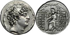 ANCIENT COINS Greece, Seleukid Empire, Philip I Philadelphos, TetradrachmAttractive example.Greece Seleucids, Philip I Philadelphos (145-139 BC and 129-125 BC), Tetradrachm 88-87 BC, Antioch mint Obve