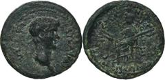 ANCIENT COINS Roman Provincial, Lydia, Mostene, Nero, AERoman Provincial Lidia, Mostene, Nero (54-68), AE 50-54 Obverse: bare head right ΝƐΟΝ ΚΑΙϹΑΡΑ Reverse: goddess seated left, holding two ears of 
