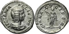 ANCIENT COINS Roman Imperial, Julia Domna, Denarius Well preserved coin with only slight wear on high points and a fair amount of mint luster.Roman Imperial Julia Domna (wife of Septimius Severus, 193