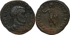 ANCIENT COINS Roman Imperial, Licinius I, FollisRoman ImperialLicinius I (308-324), Follis 312-313, Ostia mintObverse: laurate, cuirassed bust right IMP LICINIVS P F AVGReverse: Sol standing left, chl
