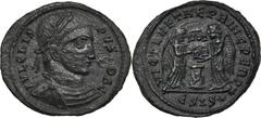 ANCIENT COINS Roman Imperial, Crispus, Follis - RARERare follis, R3 in the Roman Imperial Coinage catalogue. Roman Imperial Crispus (317-326), Follis 319-320, Siscia mint Obverse: laureate draped and 