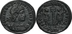 ANCIENT COINS Roman Imperial, Constantius II, Follis - RARERare follis, R2 in the Roman Imperial Coinage catalogue. Roman ImperialConstantius II as caesar (324-337), Follis 335-336, Siscia mintObverse
