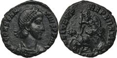 ANCIENT COINS Roman Imperial, Constantius II, FollisRoman Imperial Constantius II (337–361), Follis 351-355 Obverse: pearl-diademed, draped and cuirassed bust rightD N CONSTANTIVS P F AVG Reverse: sol