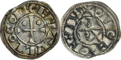EUROPEAN MEDIEVAL France, Lordship of Béarn, Denier - RARERare denier struck with immobilized dies of Centule IV.Centule III (1012-1058) received sovereignty over the country from Sancho the Great, Du