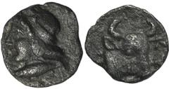 ANCIENT COINS Greece, Mysia, Kyzikos, HemiobolGreeceMysia, Kyzikos, Hemiobol, 450-400 BCObverse: head of Attis to left, wearing Phrygian capReverse: head and neck of bull to rightDiameter 8 mm, weight