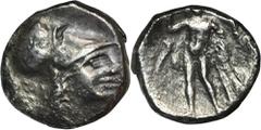 ANCIENT COINS Greece, Lucania, Herakleia, Didrachm - ex. AwianowiczGreece Lucania, Herakleia, Didrachm (Nomos) 281-278 BC Obverse: helmeted head of Athena right Reverse: Herakles standing facing, wear
