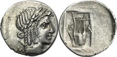 ANCIENT COINS Greece, Lycia, Lycian League, Hemidrachm - RARERare variety.GreeceLycia, Lycian League, Hemidrachm 30-27 BC, Masikytes mint Obverse: head of Apollo right, M in left field Reverse: kithar
