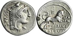 ANCIENT COINS Roman Republic, L. Thorius Balbus, DenariusRare denarius minted in Rome in 105 BC by one of the monetary triumvirs that year (latin: tres viri monetales), Lucius Thorius Balbus. Roman Re